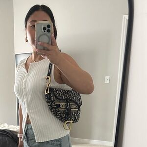 Oblique Embroidery Logo Fashion Saddle Bag (Inspo CD Saddle Bag)